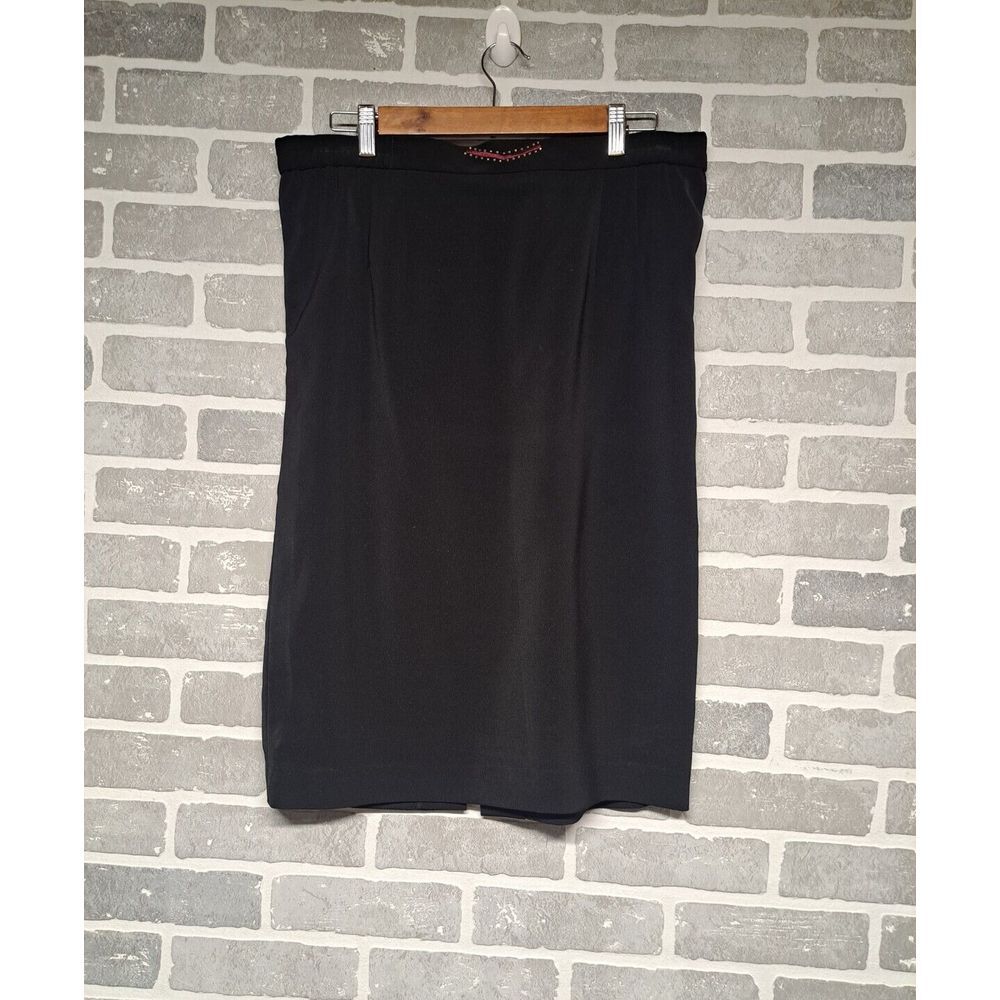 Mariella Ferretti Stretch Pencil Skirt Straight Knee Length Black Womens Size 16